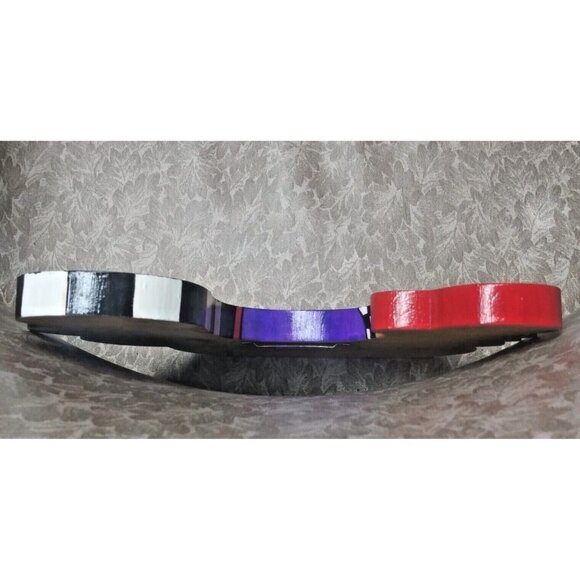 whimsical Rooster Figurine wood wall-hanging Multicolor & black white checkered - Picture 10 of 15